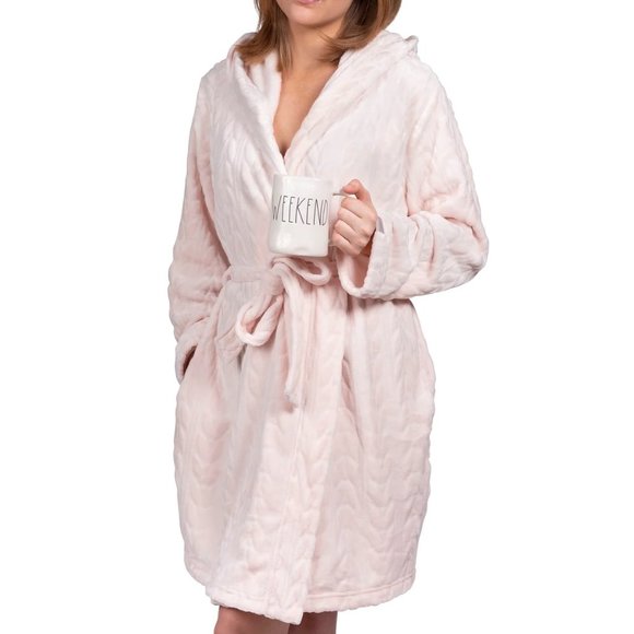 COFFEE SHOPPE Women's Spa-Day Short Hooded Wrap Robe NWT Size S/M - Picture 10 of 10